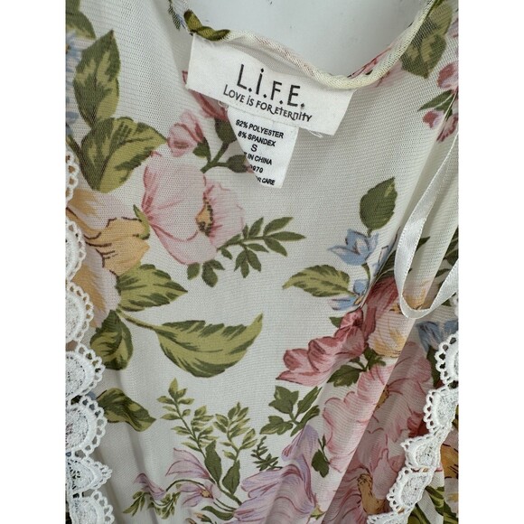 L.I.F.E. Womens Boho Cottage Fairy Floral Flutter Sleeve Cardigan Duster Hi Low - Picture 2 of 7